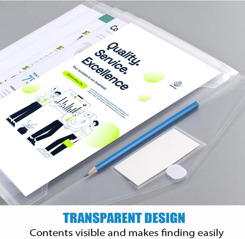 Sooez 10 Pack Plastic Envelopes File Folders, Clear Folder for Document US Letter A4 Size Poly Envelopes with Label Pockets for School Home Work Office Organizer, Clear - Image 2